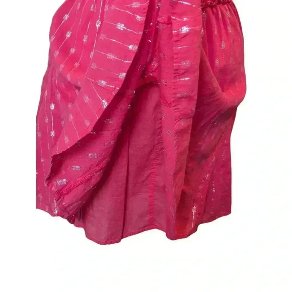 Crown & Ivy Medium Coral Lined Skirt Metallic Pattern Drawstring Tassels - Picture 3 of 8